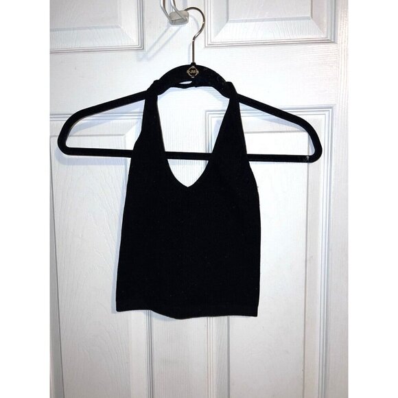 Out From Under Top Womens Medium Black Crop Halter Urban Outfitters Stretch - Picture 4 of 9